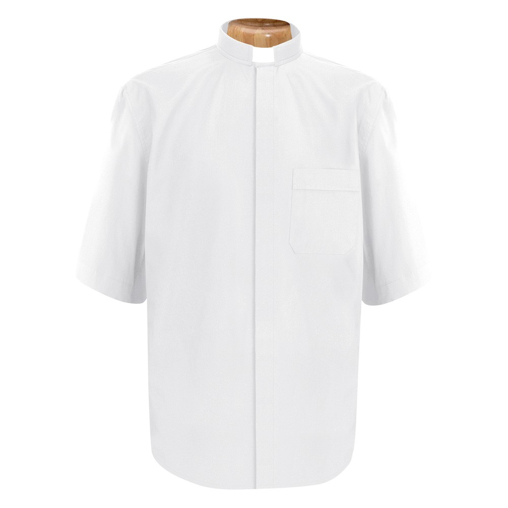 White Short Sleeve Clergy Shirt 